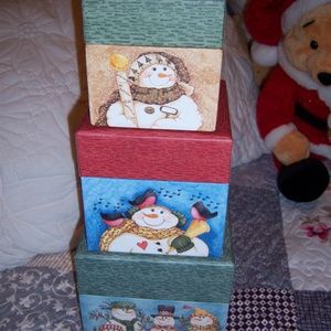 Christmas Snowmen Nesting Stacking Boxes(SOLD)